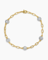 DY Madison® Pavé Bead Chain Bracelet in 18K Yellow Gold with Diamonds, 3mm